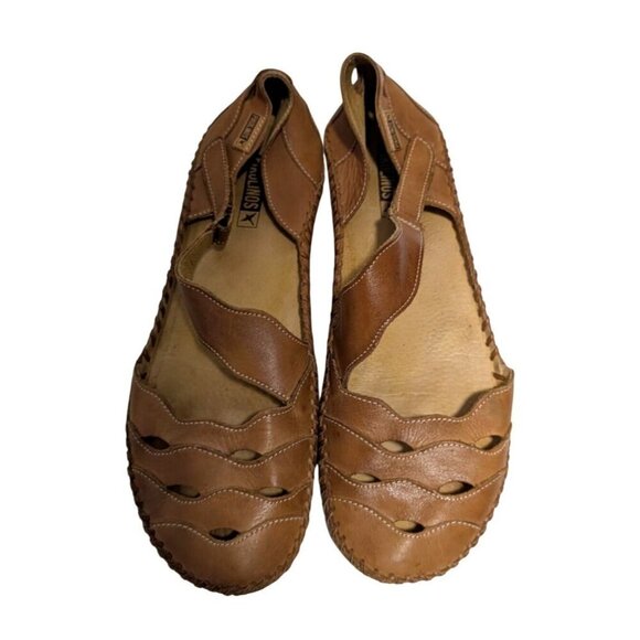 Pikolinos Puerto Vallarta Leather Flats Wedge Gladiator Cutout Womens US 9 EU 40